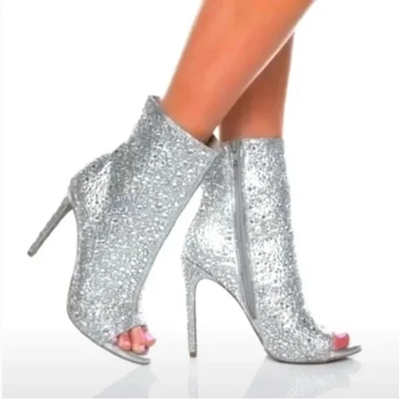 Steve Madden Womens Dispute-r Studded Ankle Boots Silver - Picture 3 of 7